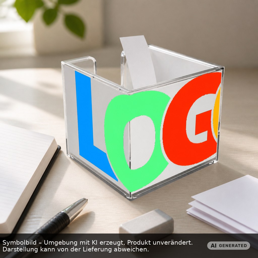 Zettelbox "Sigma", doppelwandig als Werbeartikel mit Logo bedrucken