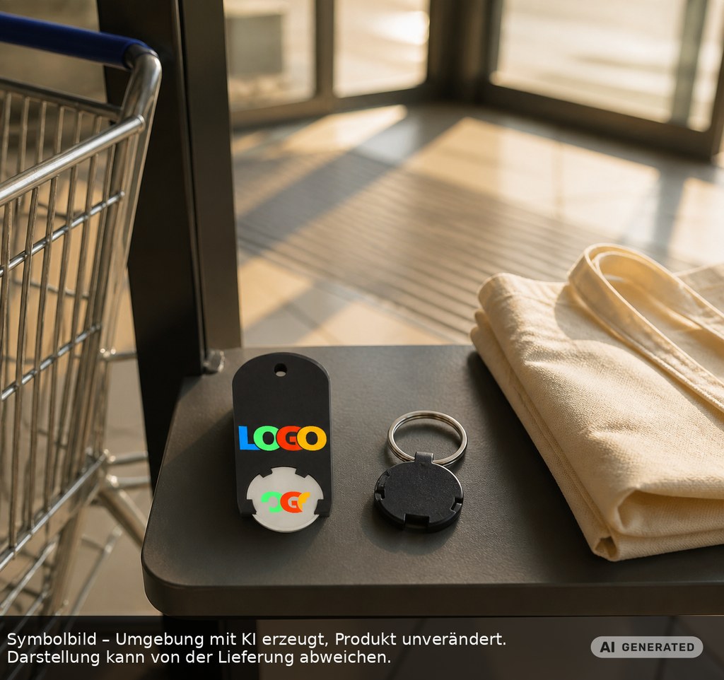 Chiphalter mit 1€-Chip "Alpha" als Werbeartikel mit Logo bedrucken