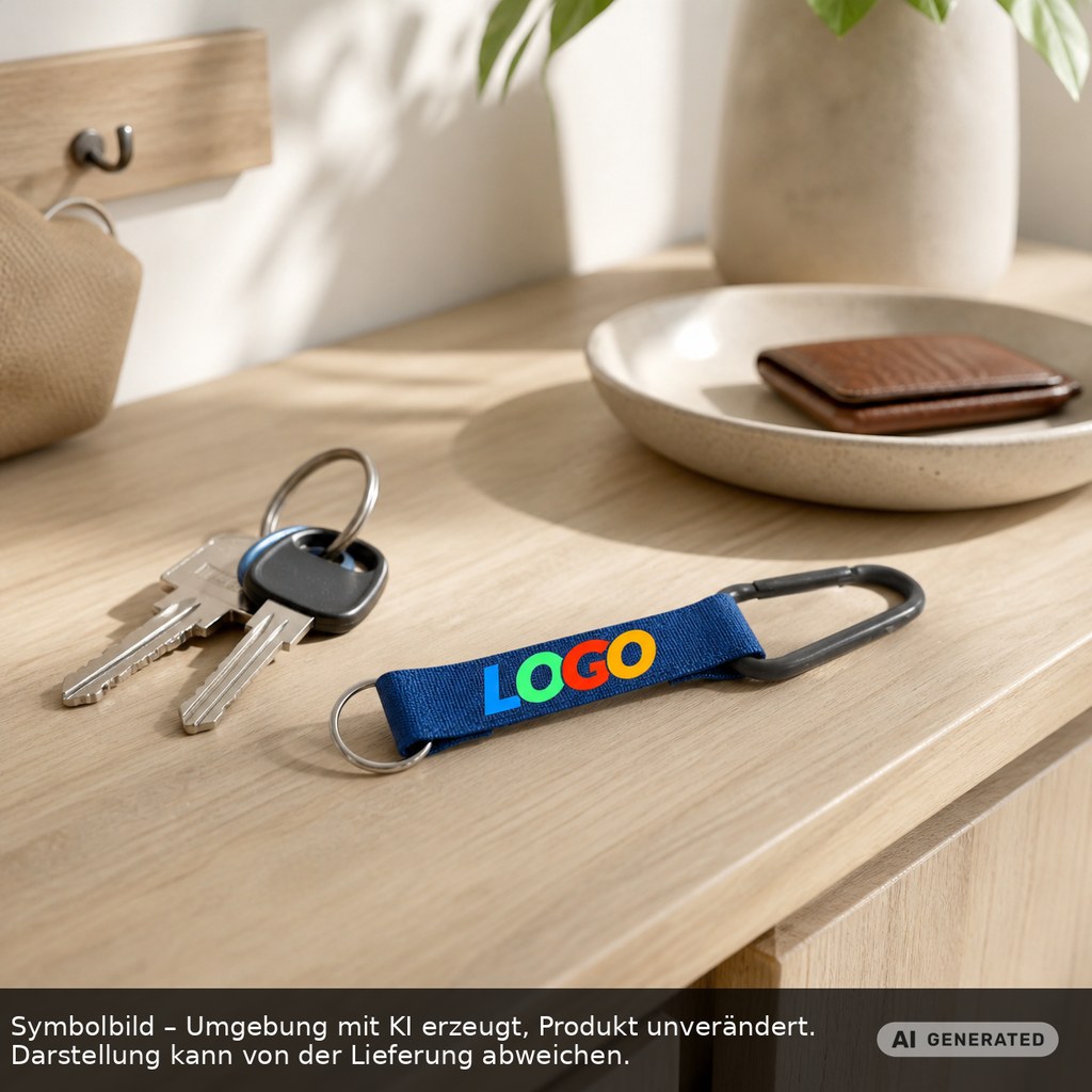 Kurz-Schlüsselband/Kurz-Lanyard "Duo" als Werbeartikel mit Logo bedrucken