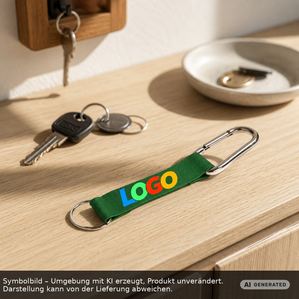 Kurz-Schlüsselband/Kurz-Lanyard "Duo" als Werbeartikel mit Logo bedrucken
