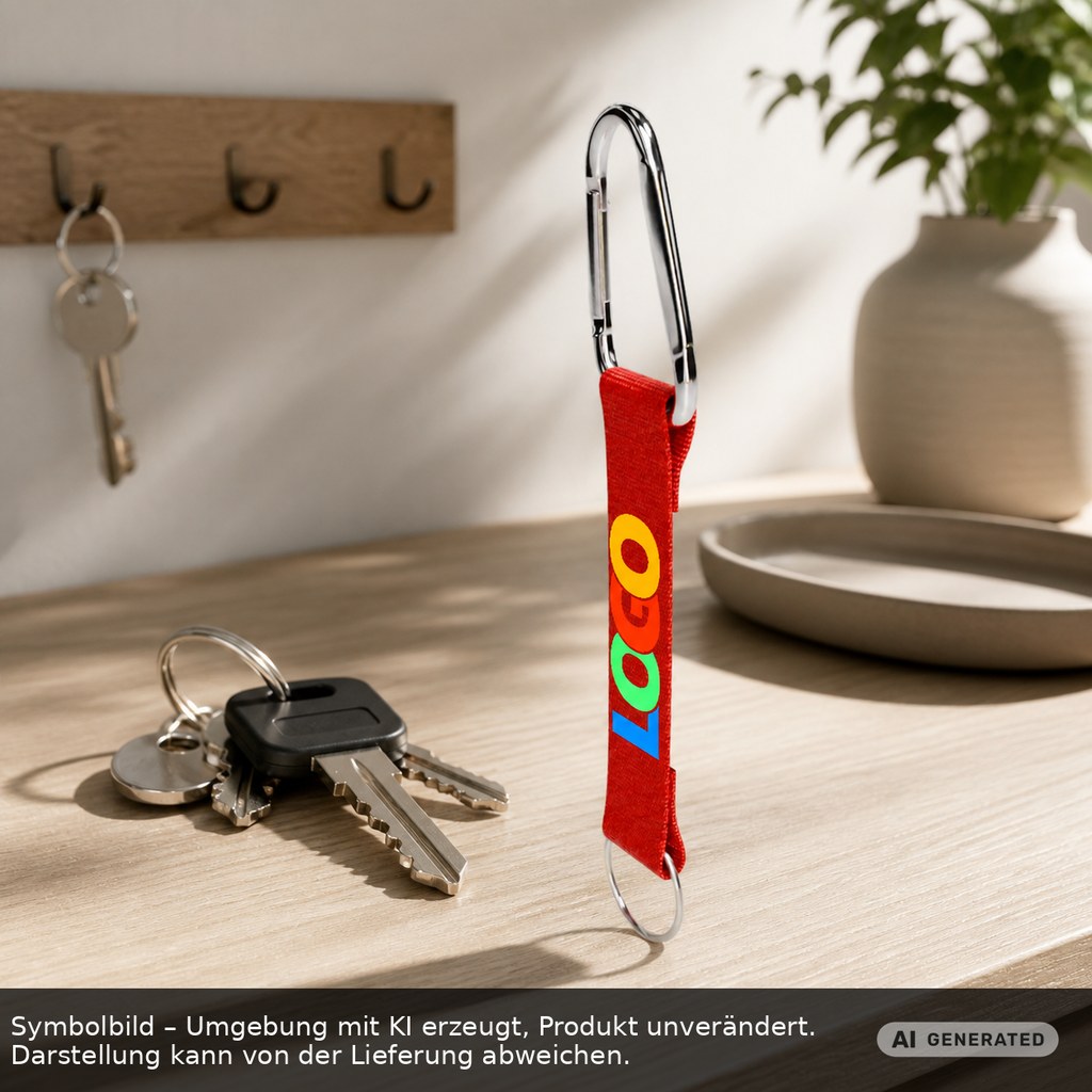 Kurz-Schlüsselband/Kurz-Lanyard "Duo" als Werbeartikel mit Logo bedrucken