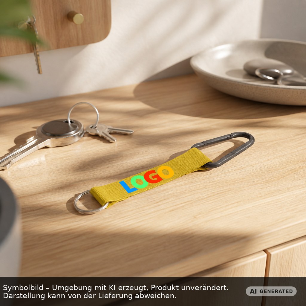 Kurz-Schlüsselband/Kurz-Lanyard "Duo" als Werbeartikel mit Logo bedrucken
