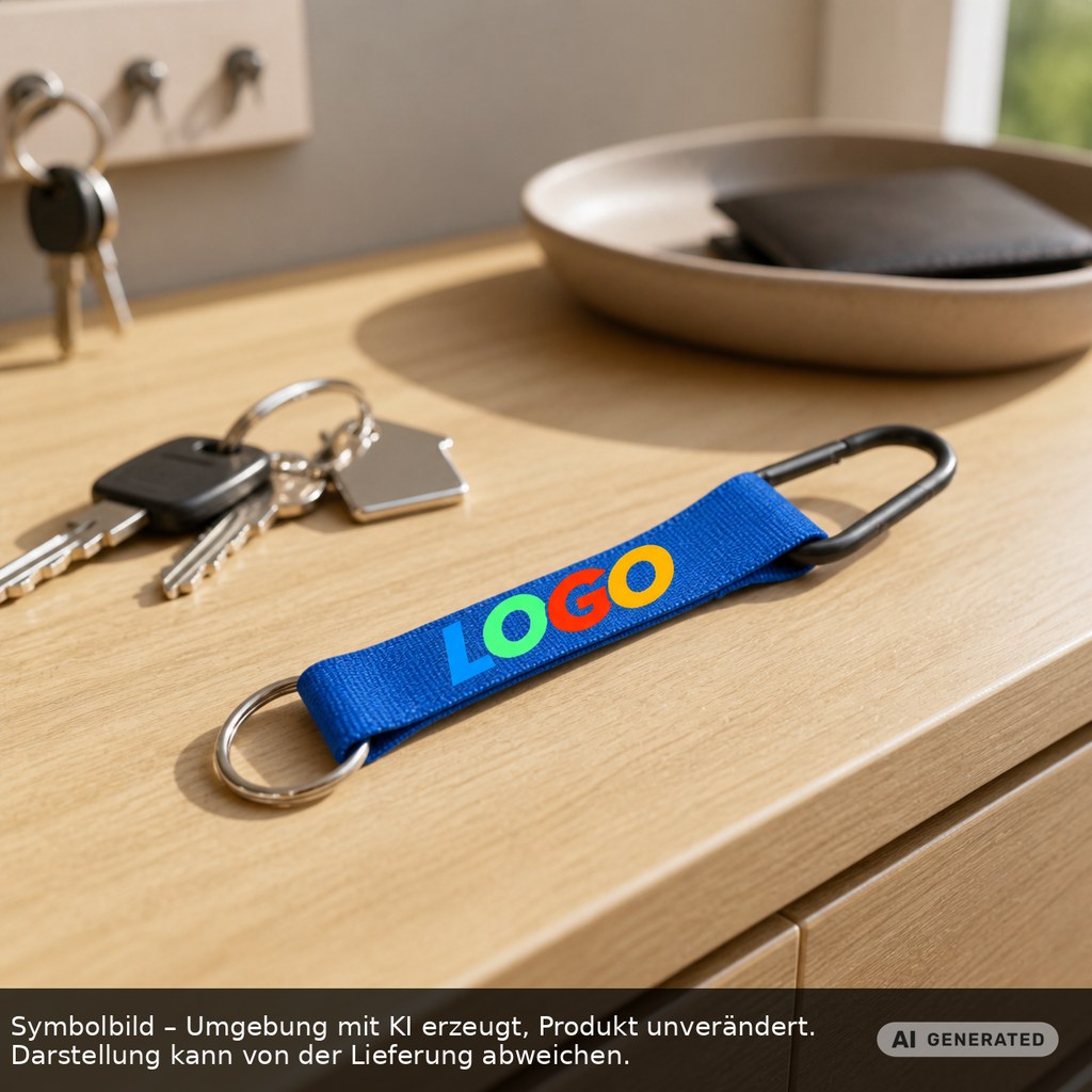Kurz-Schlüsselband/Kurz-Lanyard "Duo" als Werbeartikel mit Logo bedrucken